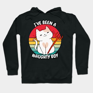 Cute White Cat is a naughty boy Hoodie